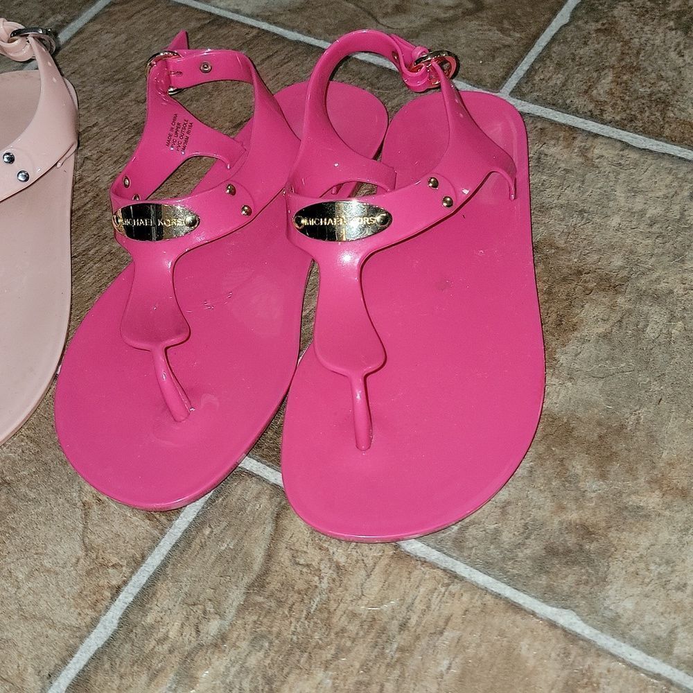 Michael Kors Jelly Lane Plate Sandals Flats Bundle Lot of 2 Pair Women Size 6 - Picture 2 of 9